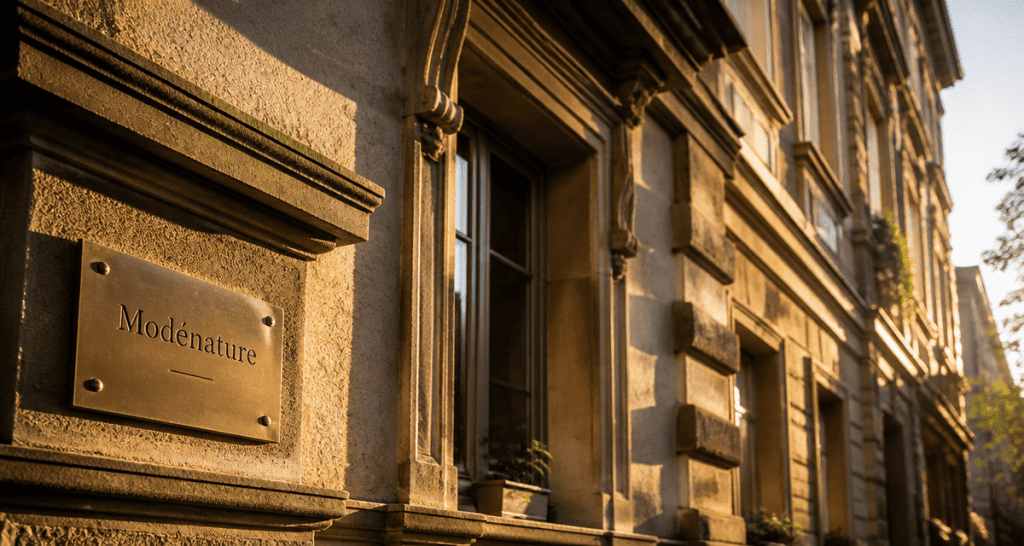 modénature sur façade ancienne en lumière dorée