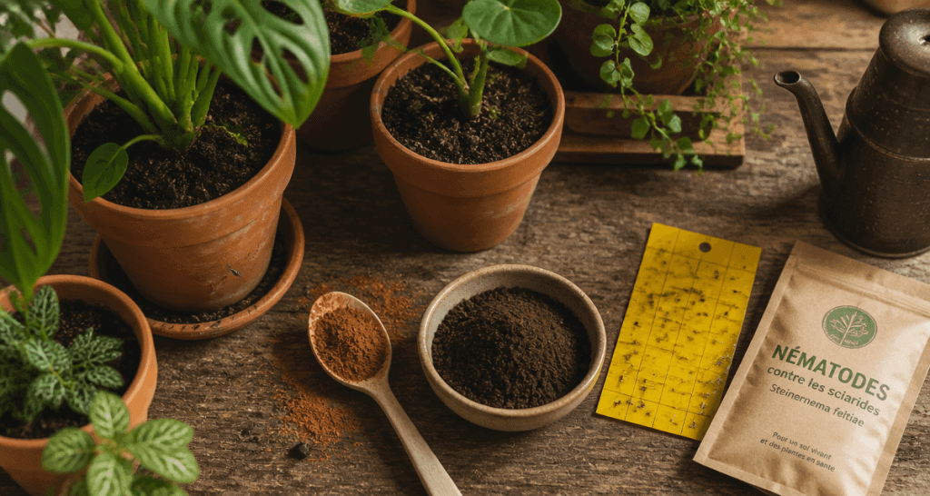 Moucherons dans les plantes, remèdes naturels en image