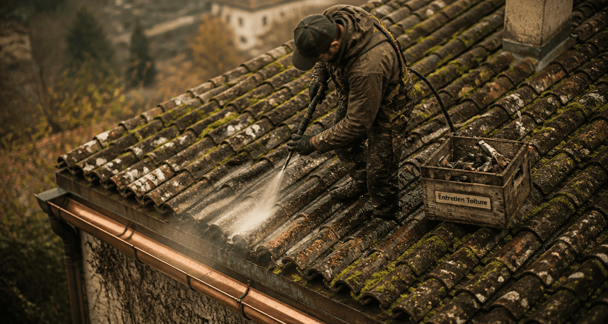 nettoyage toiture karcher sur tuiles anciennes
