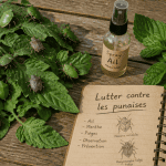 Punaise de jardin sur feuilles de tomate avec spray maison