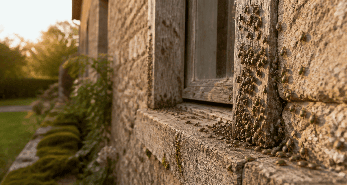 punaise des champs regroupées sur fenêtre maison