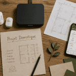 système domotique équipements connectés sur table