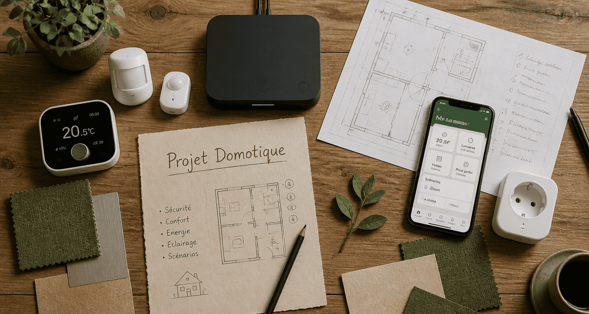 système domotique équipements connectés sur table