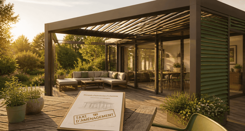taxe pergola sur terrasse en bois avec dossier urbanisme