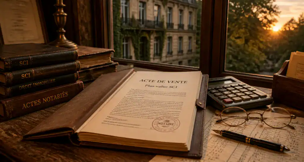 calcul plus value immobilière sci dossier notarial