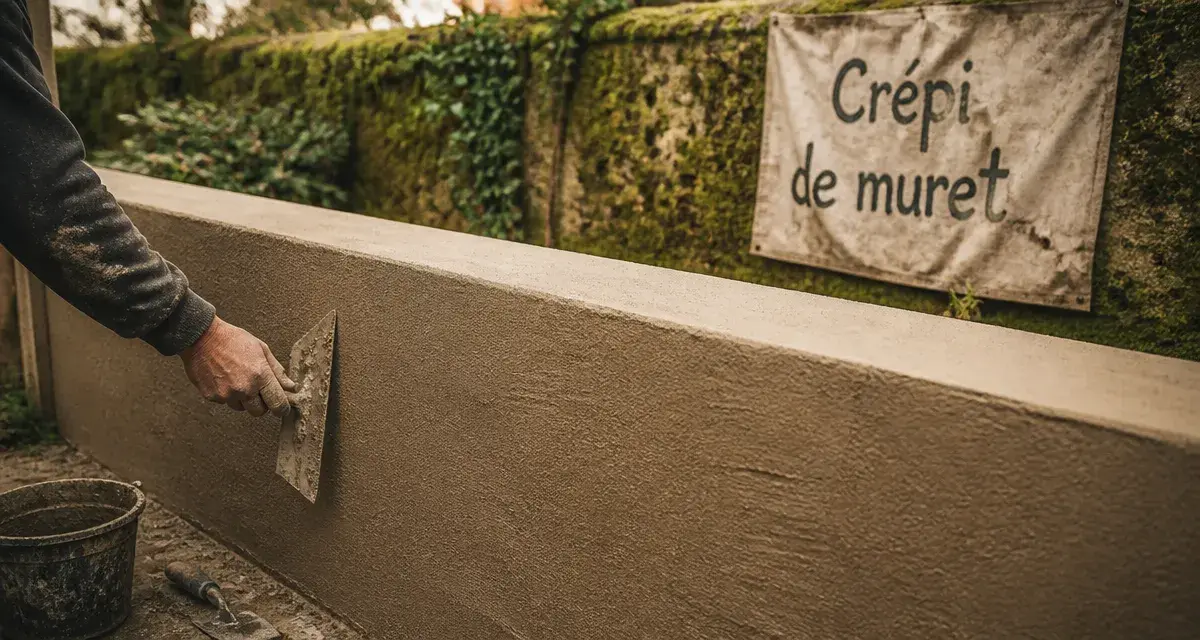 Crépi muret taloché sur muret en parpaings, finition sans fissures