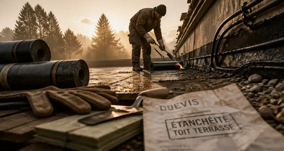 Étanchéité toit terrasse prix au m2 : artisan pose membrane bitumineuse
