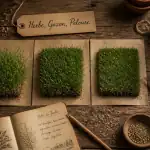herbe ou gazon échantillons sur bureau jardinage