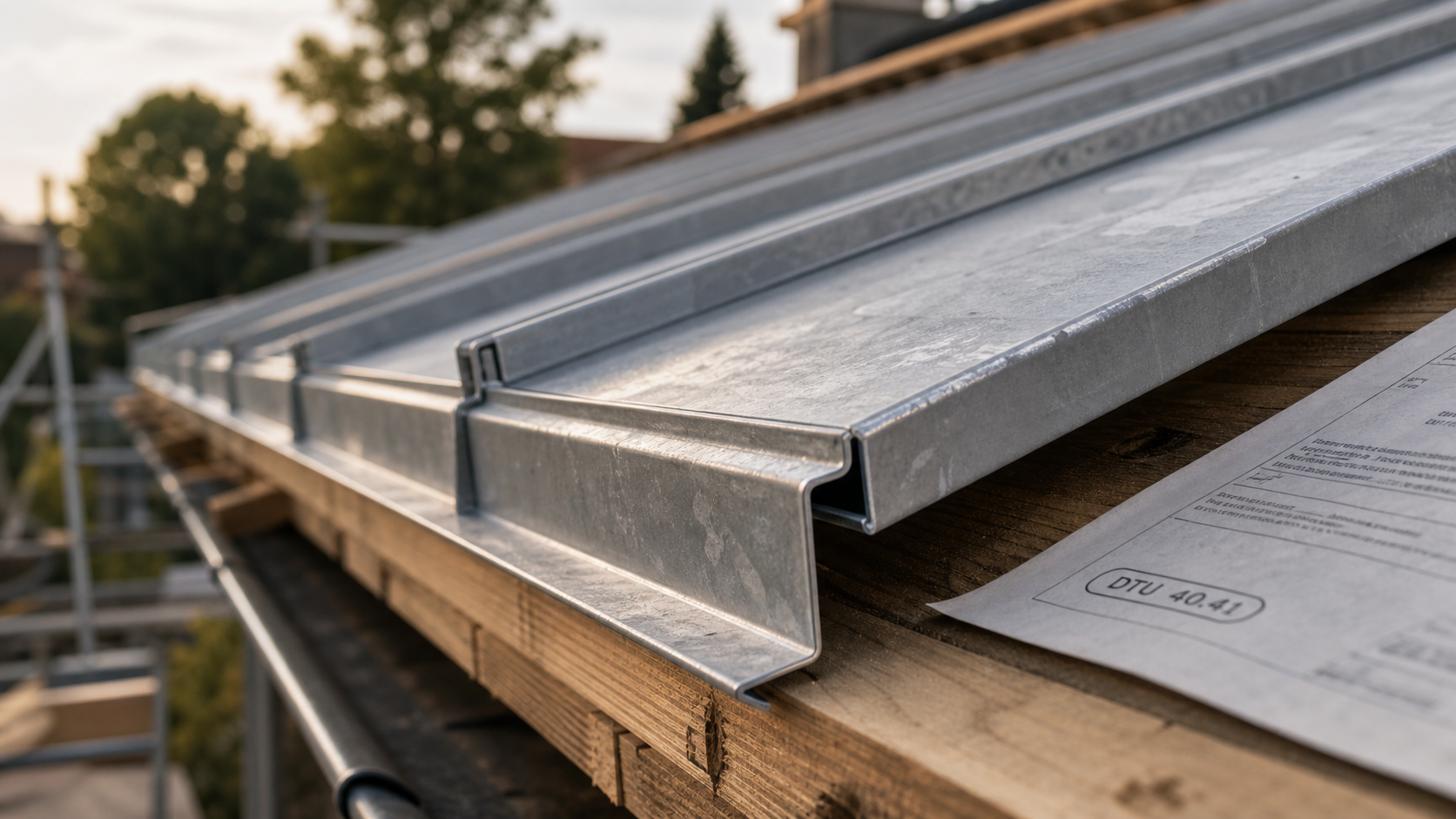 Pente toiture zinc : pose de bacs en zinc à joint debout et étanchéité