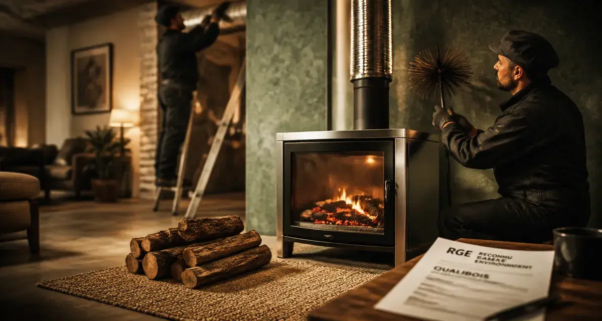 Poele a bois cout, ramonage et installation dans un salon