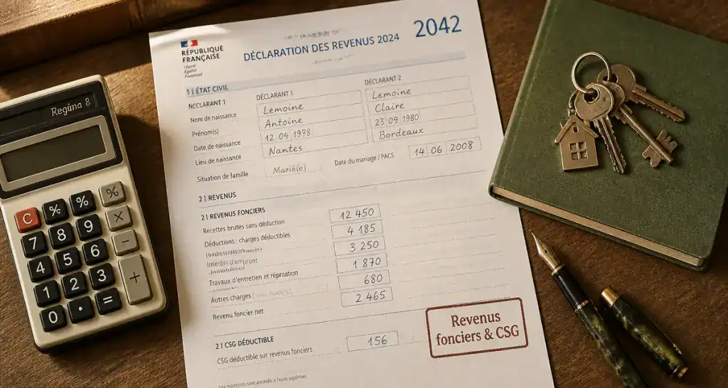 revenus fonciers et csg sur bureau avec déclaration