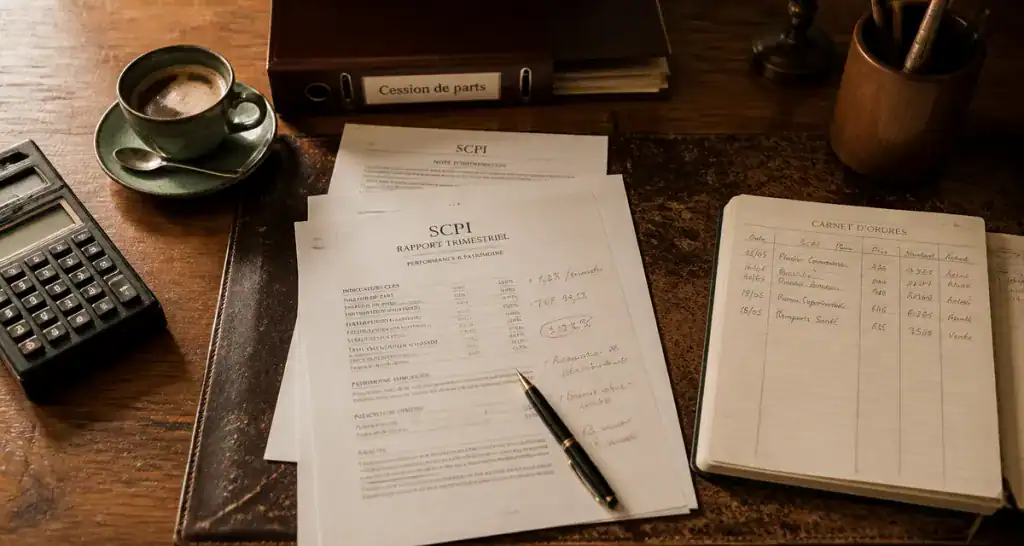 vendre SCPI documents cession sur bureau