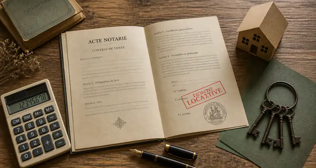 vente locative contrat et clés sur table