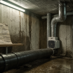 Ventilation mecanique sous sol : gaine PEHD et extracteur contre humidité et radon
