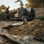 Copeaux de bois gratuit récupérés localement près d’un broyeur