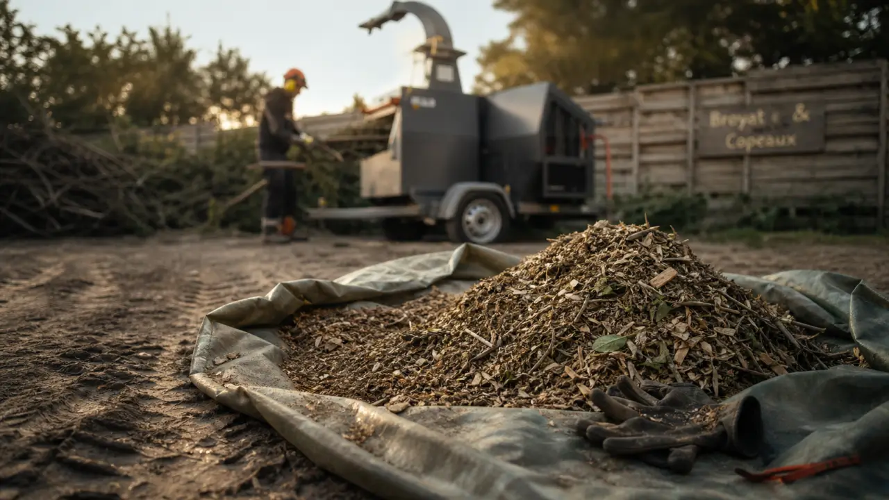Copeaux de bois gratuit récupérés localement près d’un broyeur