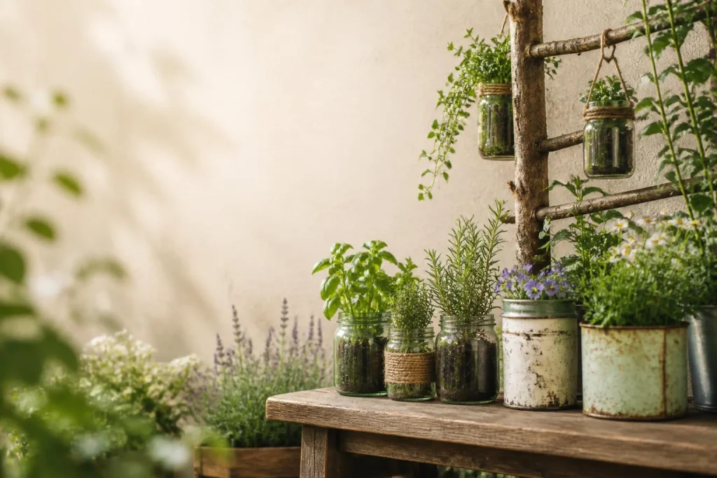 Bocaux, branches et vieux pots : 5 idées DIY récup pour un jardin utile et décoratif