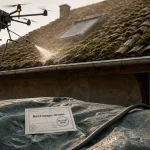 Nettoyage toiture par drone avis : sécurité et prix sur toiture couverte de mousse.