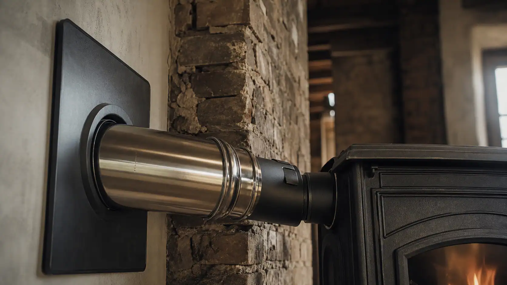 Poele a bois et tubage 150 mm, raccord double paroi sur conduit existant