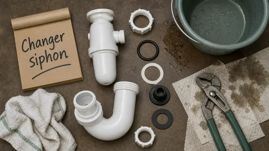 Changer un siphon de lavabo sans fuite : démontage, joints et test d’étanchéité
