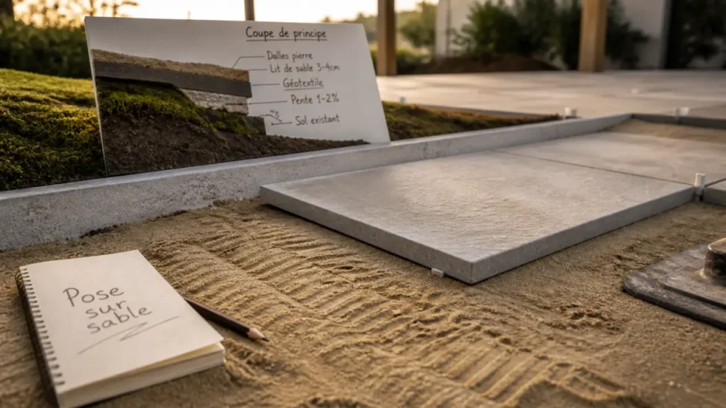 Dalle sur sable : la méthode pour une terrasse stable sans affaissement