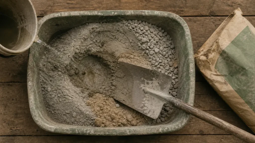 Dosage à la pelle pour béton : proportions, eau progressive et erreurs à éviter