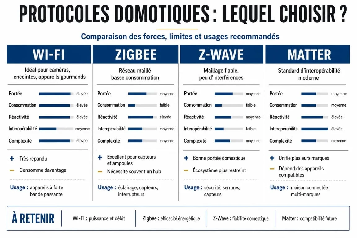 Comparatif des protocoles pour débuter en domotique : Wi-Fi, Zigbee, Z-Wave et Matter