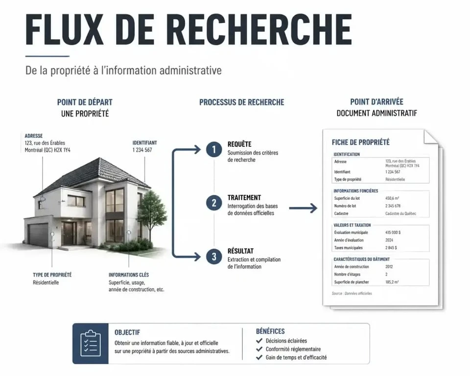 Infographie montrant les étapes pour connaitre le propriétaire d'une maison
