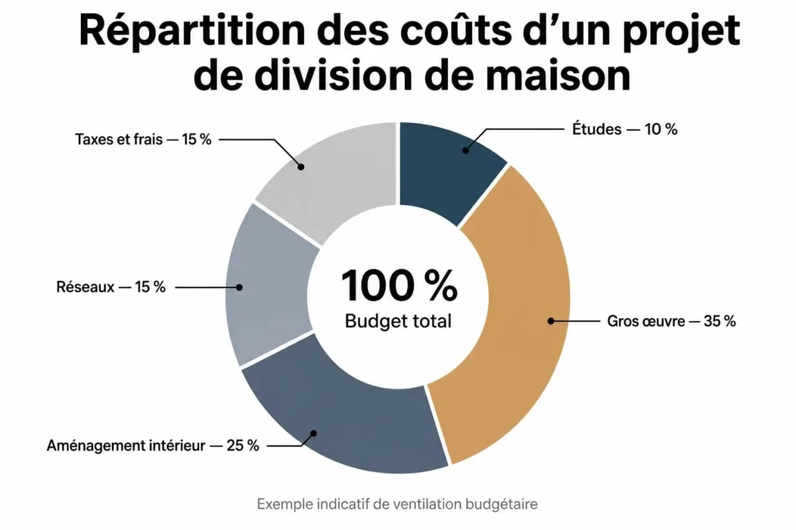 Infographie des postes de dépenses pour une maison divisée en 2 logements