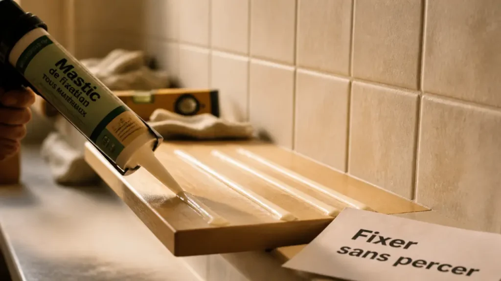 Fixer sans percer : le mastic adapté aux charges lourdes, aux bons supports et au bon séchage