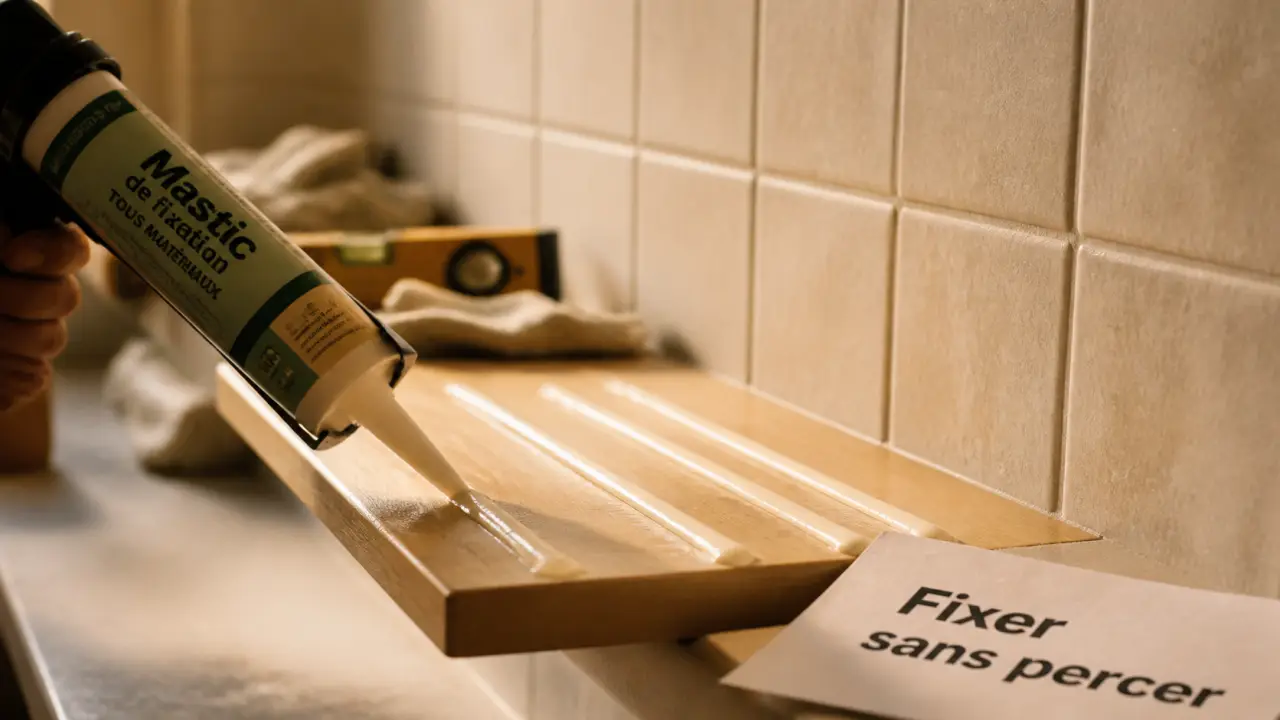 Fixer sans percer avec mastic pour charges lourdes sur carrelage