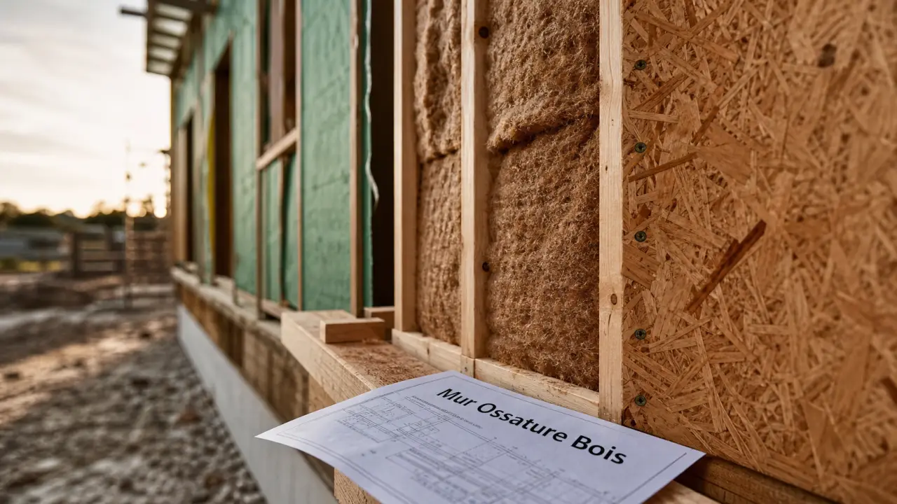 Mur à ossature bois : entraxe 40 à 60 cm et couches