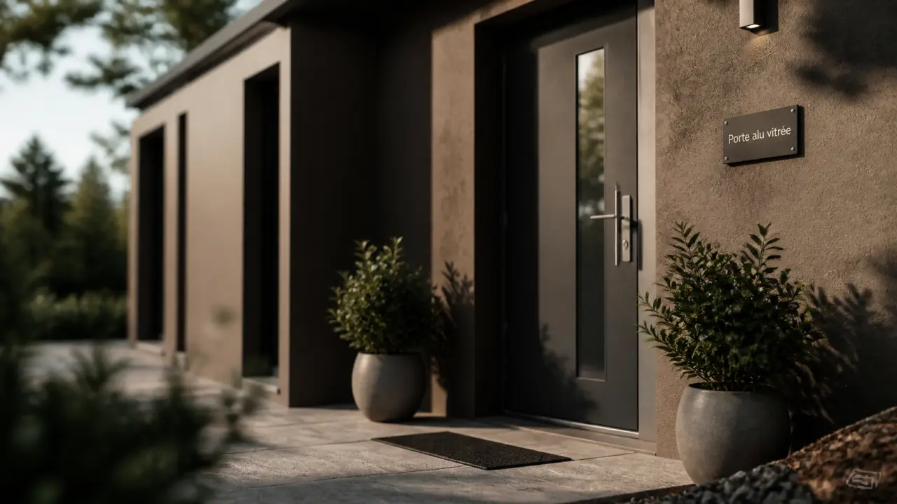 Porte d entrée alu vitrée, vitrage fin et sécurité