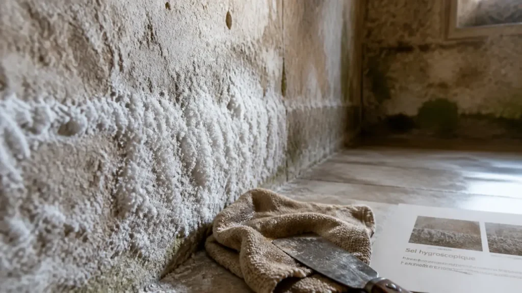 Sel hygroscopique dans un mur : capillarité, salpêtre et faux diagnostic
