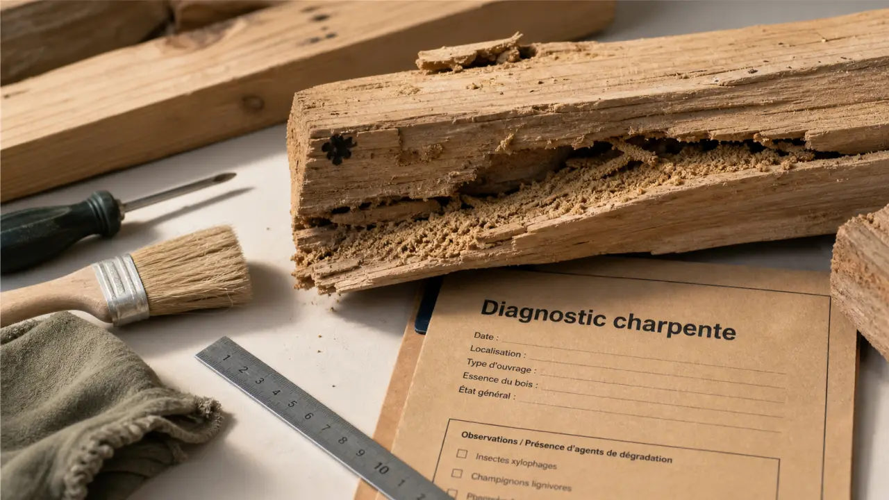 Traitement charpente bois : sciure et injection, diagnostic charpente