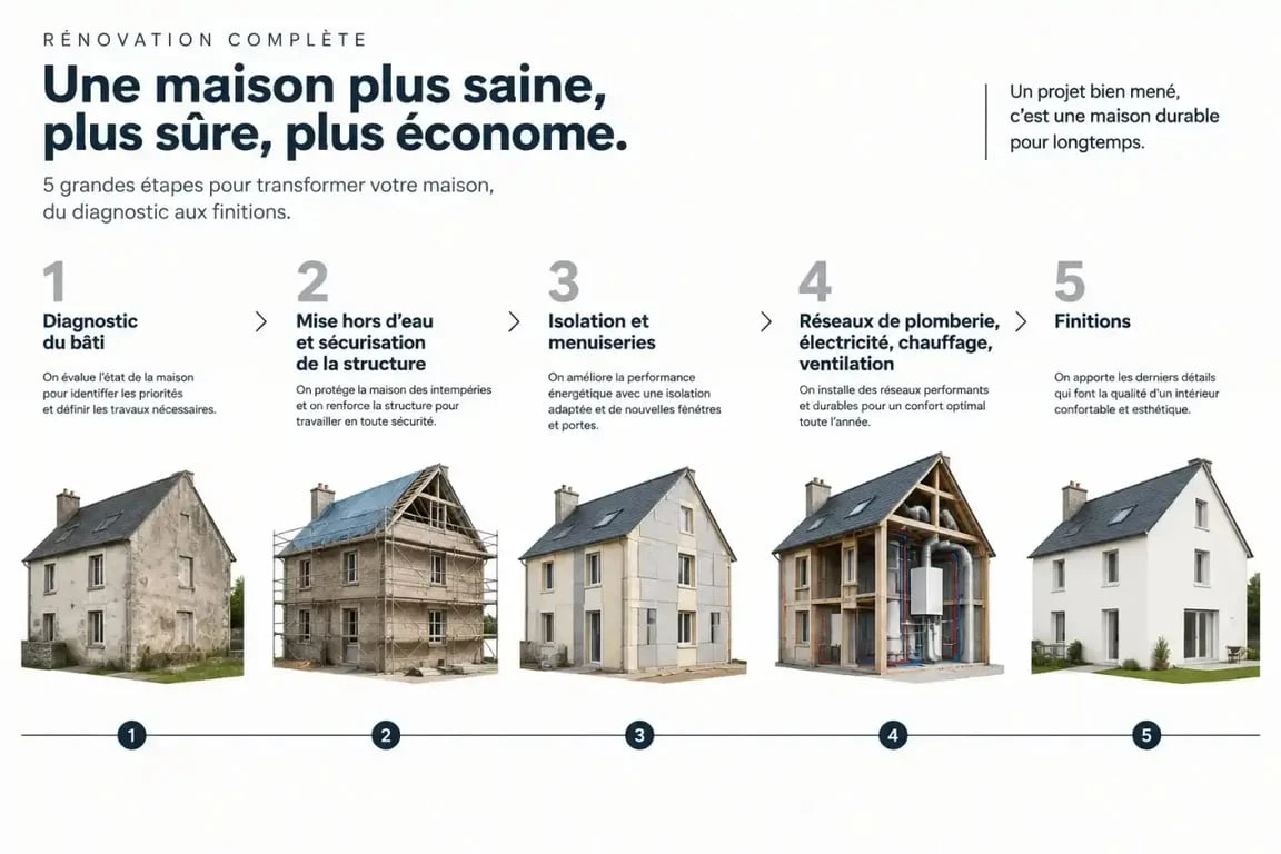 Étapes d’une rénovation complete maison, du diagnostic aux finitions
