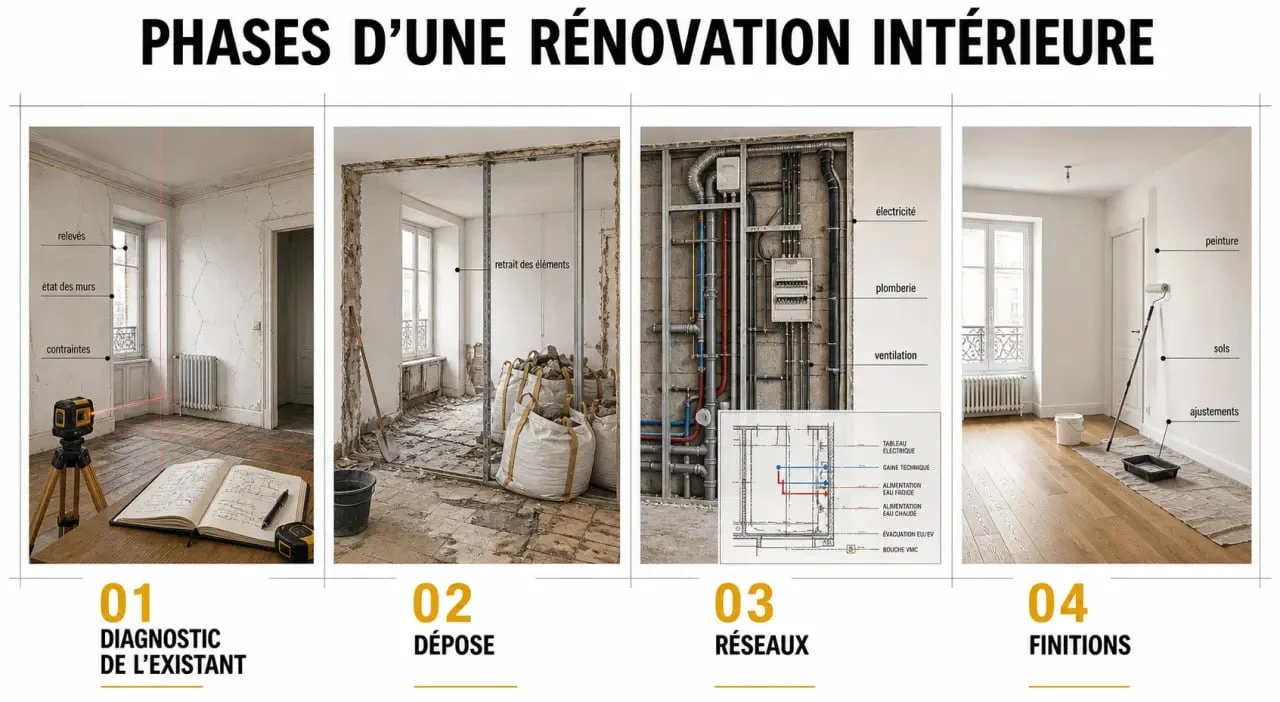 Rénovation interieur : les étapes d’un chantier du diagnostic aux finitions