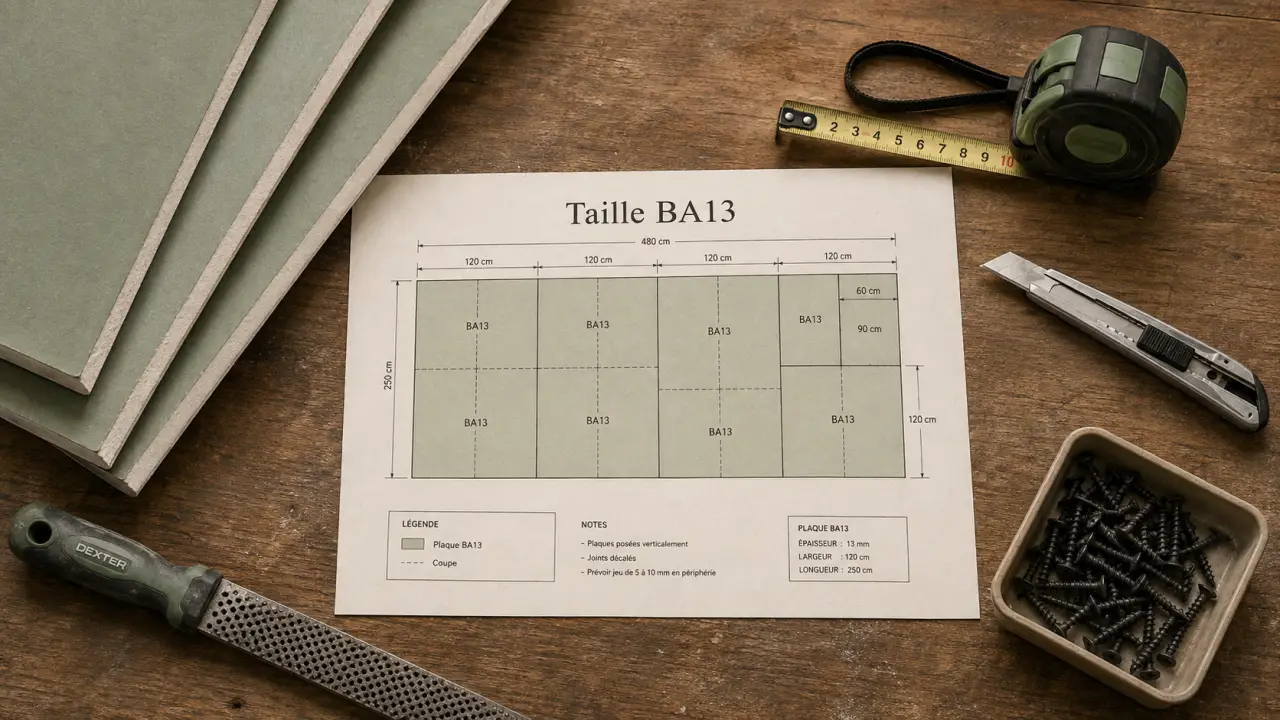 Taille plaque placo BA13 120x250 mm