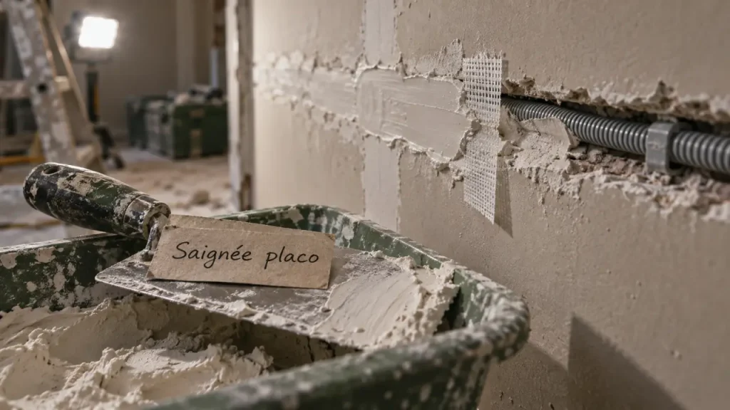 Saignée dans le placo : l’enduit trop fin qui finit par fissurer