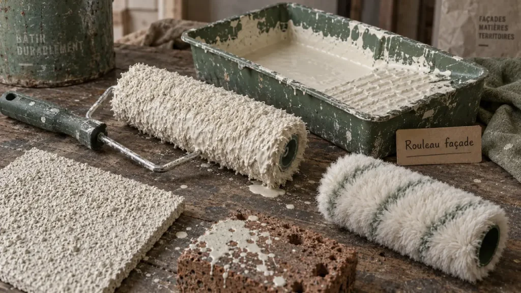 Rouleau pour façade : 18 mm de fibres pour couvrir crépi, brique et parpaing
